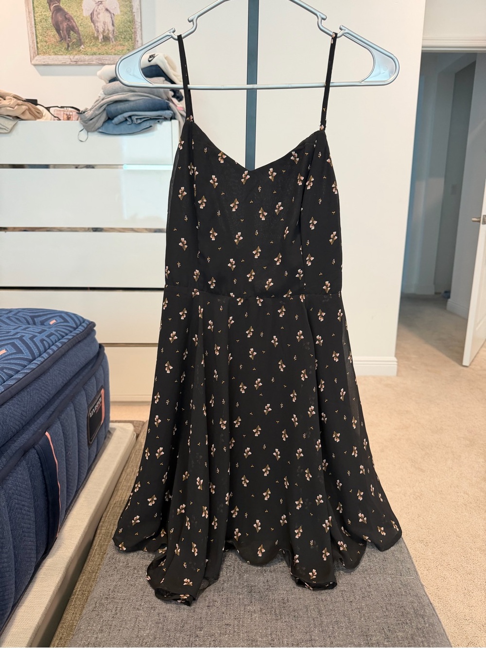 Papaya Black Mini Dress with Floral Print